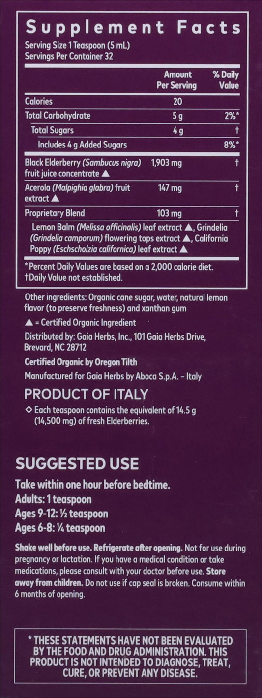 Gaia Herbs Black Elderberry Nighttime Syrup
