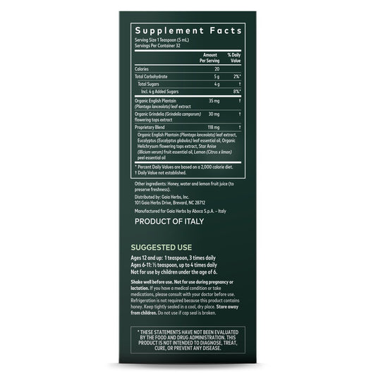 Gaia Herbs RapidRelief Bronchial Wellness Herbal Syrup