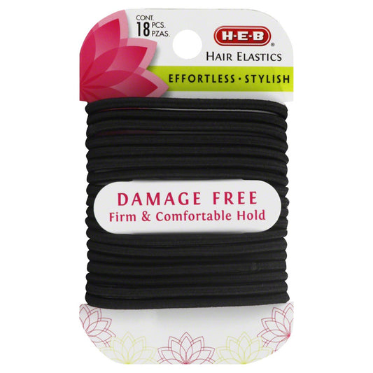H-E-B Damage Free Satin Black Hair Elastics