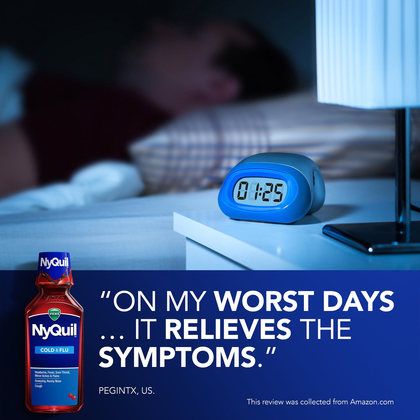 Vicks NyQuil Cold & Flu Relief Liquid Over-the-Counter Medicine, Powerful Multi-Symptom Nighttime Relief, Cherry Flavor