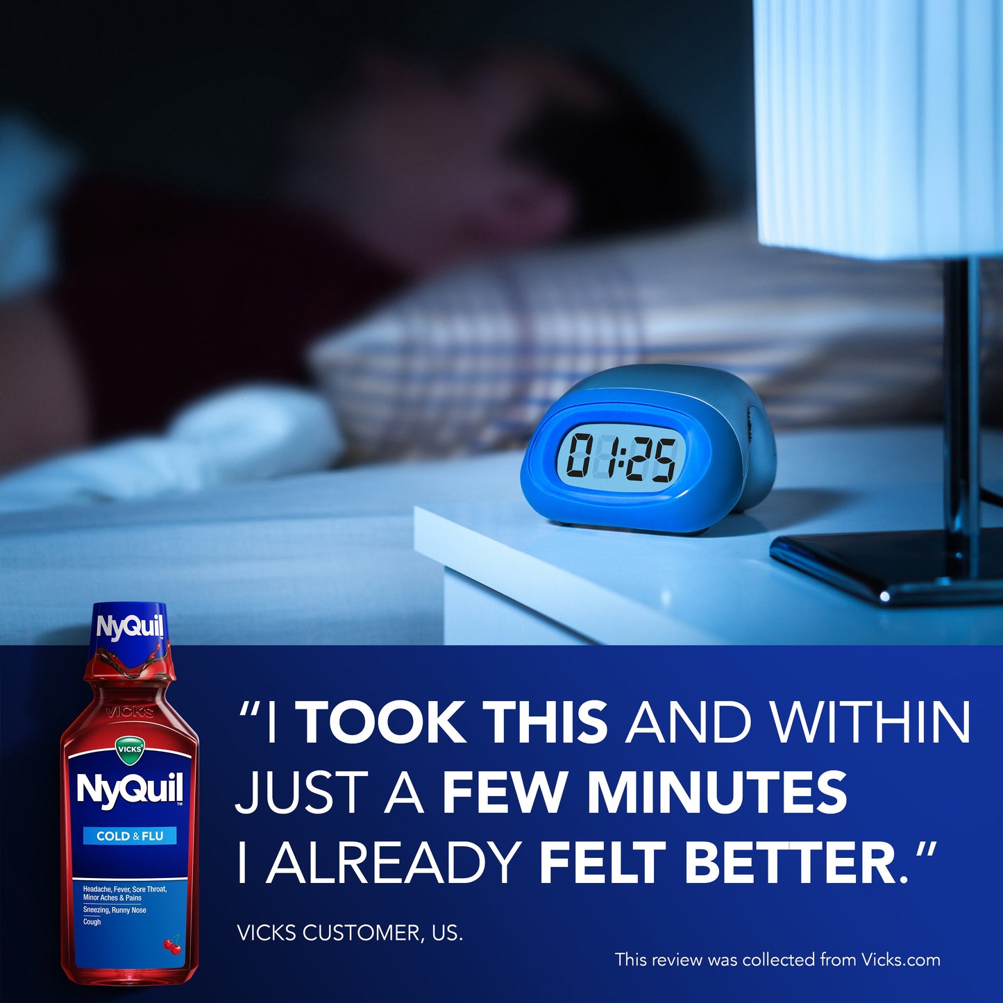 Vicks NyQuil Cold & Flu Relief Liquid Over-the-Counter Medicine, Powerful Multi-Symptom Nighttime Relief, Cherry Flavor