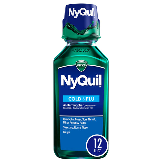 Vicks NyQuil Cold & Flu Relief Liquid Over-the-Counter Medicine, Powerful Multi-Symptom Nighttime Relief