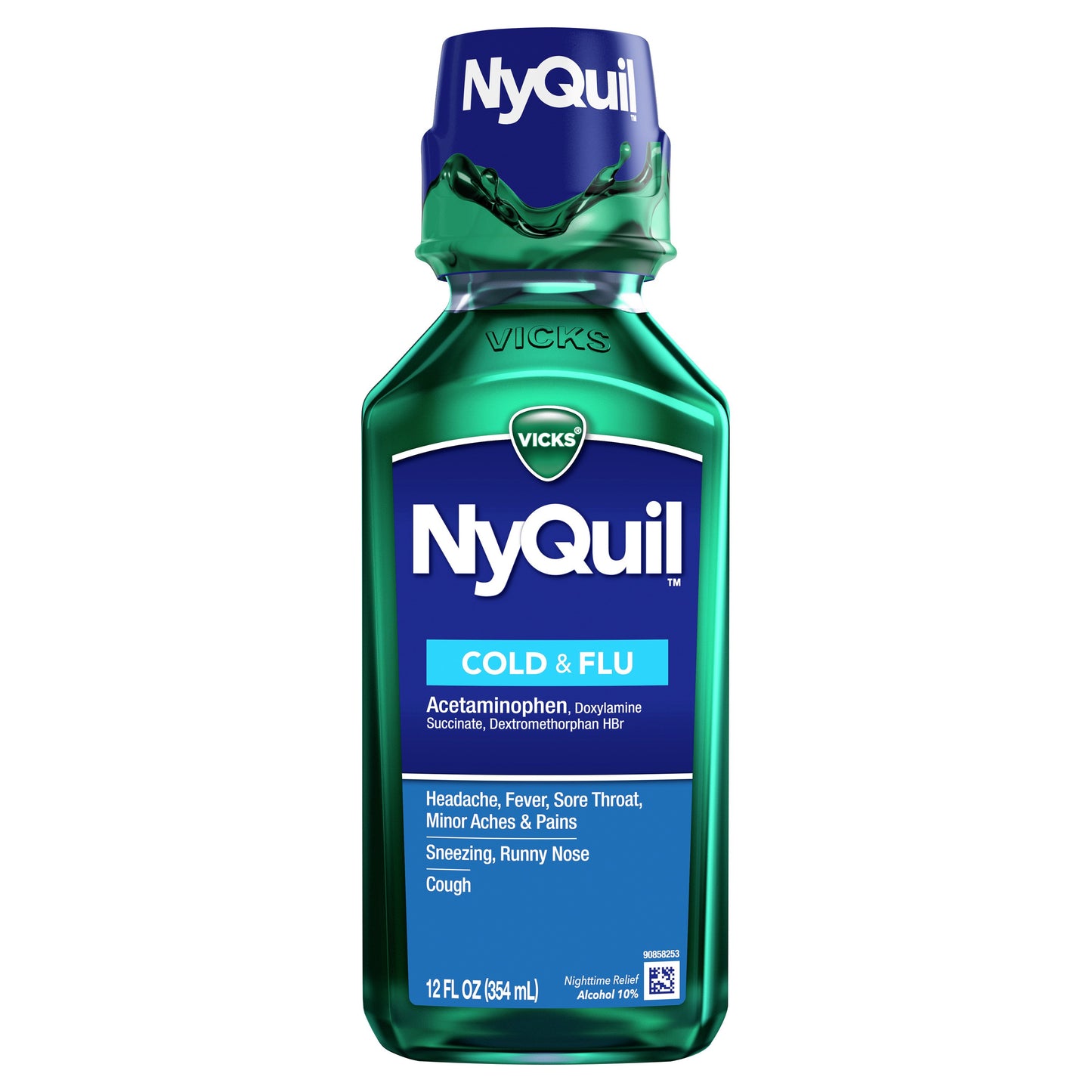 Vicks NyQuil Cold & Flu Relief Liquid Over-the-Counter Medicine, Powerful Multi-Symptom Nighttime Relief