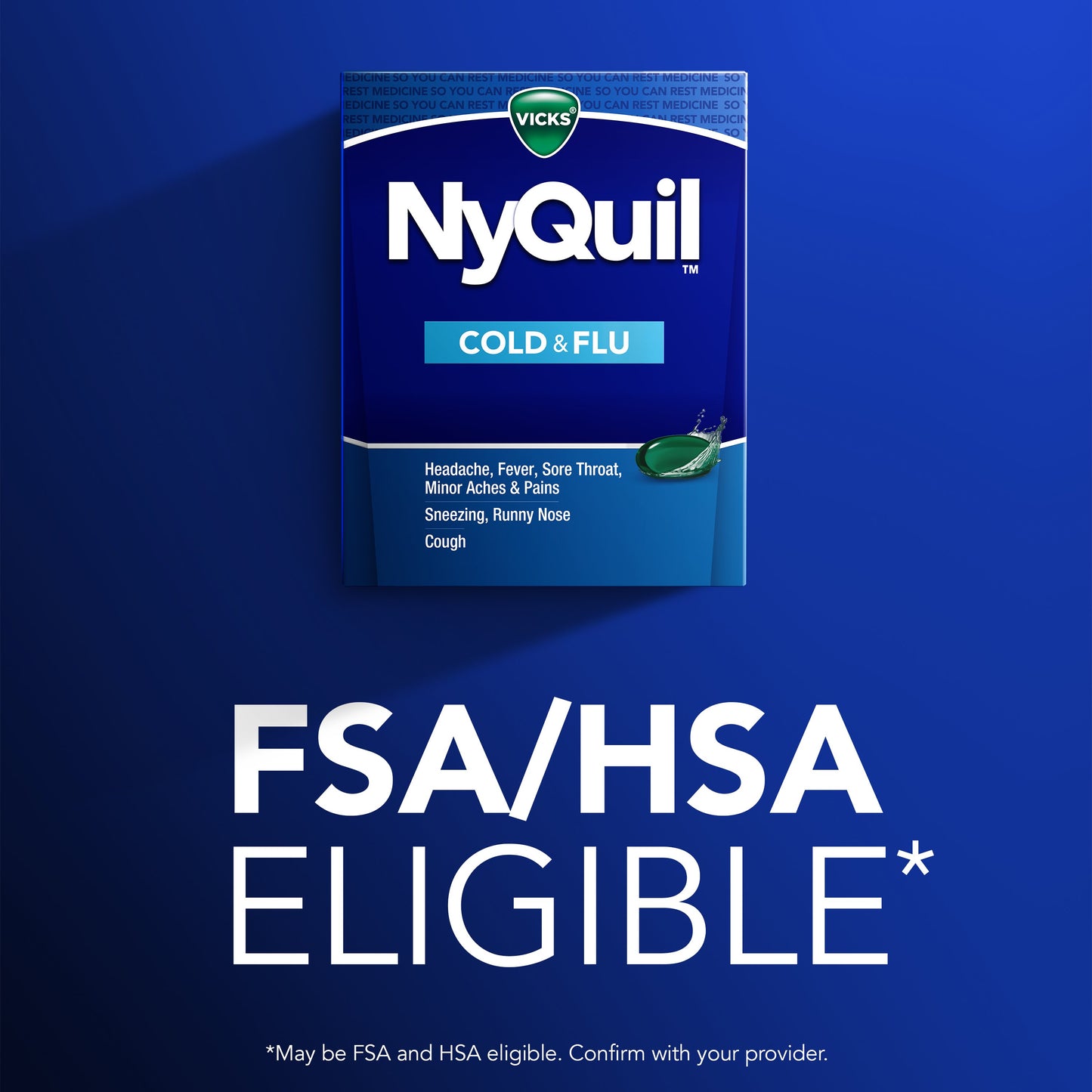 Vicks NyQuil Cold & Flu Relief Liquicaps Over-the-Counter Medicine, Powerful Multi-Symptom Nighttime Relief