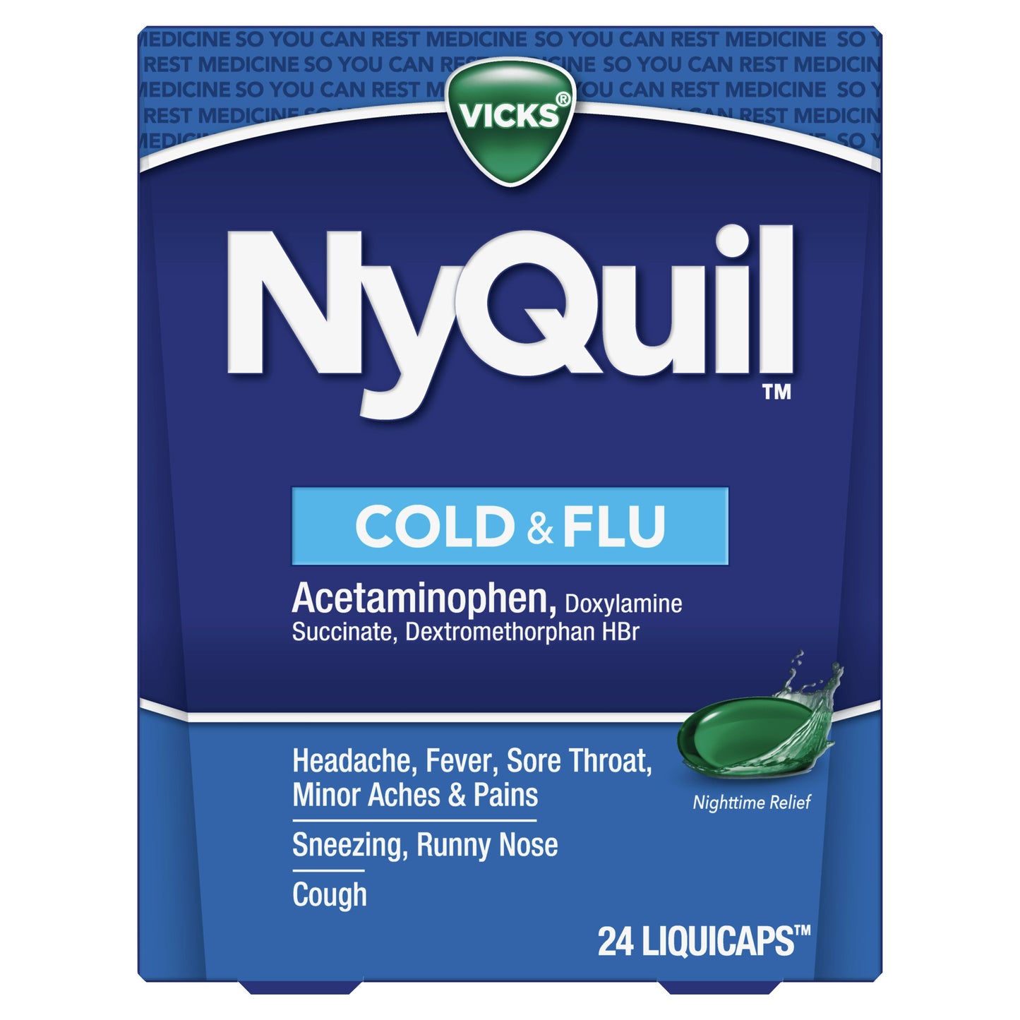 Vicks NyQuil Cold & Flu Relief Liquicaps Over-the-Counter Medicine, Powerful Multi-Symptom Nighttime Relief