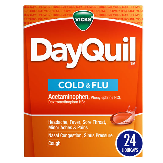 Vicks DayQuil Cold & Flu Relief Liquicaps Over-the-Counter Medicine, Non-Drowsy Powerful Multi-Symptom Daytime Relief