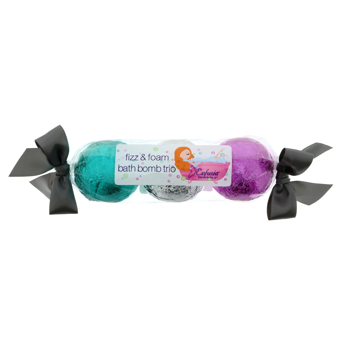 Enfusia Fizz and Foam Bath Bomb Trio, Assorted Colors