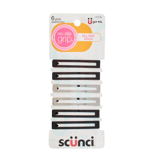 Scunci No-Slip Grip Metal Open Center Barette Assorted Colors