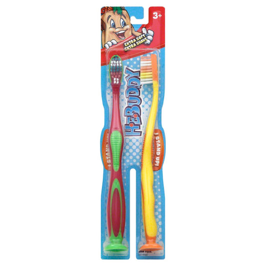 H-E-Buddy Kids Extra Soft Stand Up Toothbrushes - Colors May Vary