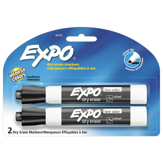 EXPO Chisel Tip Dry Erase Markers - Black Ink