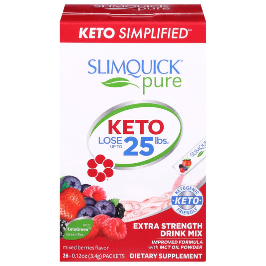 SLIMQUICK Pure Keto Extra Strength Drink Mix Packets - Mixed Berry