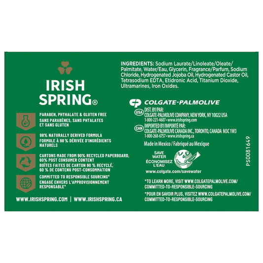 Irish Spring Active Scrub Deodorant Bar Soap for Men