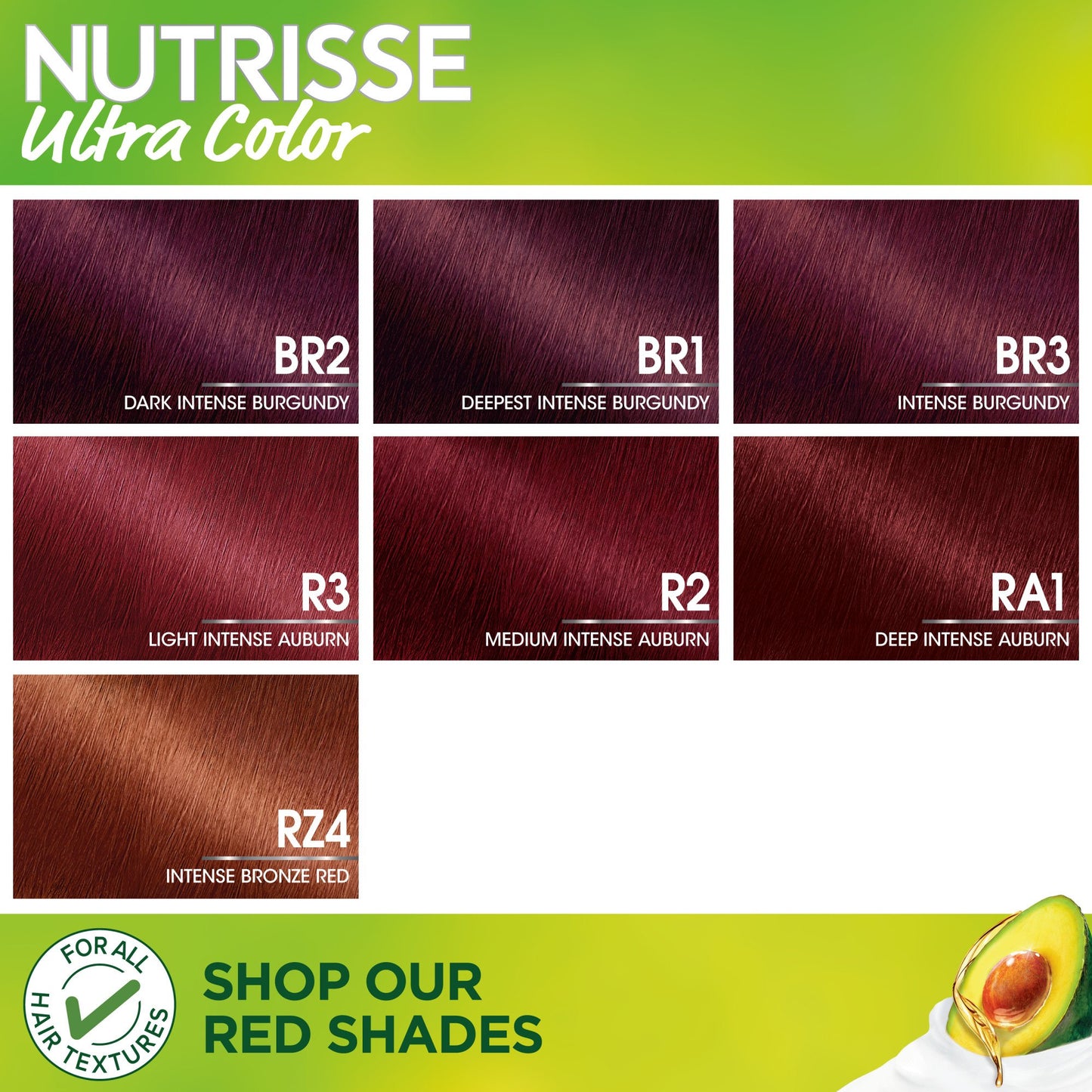 Garnier Nutrisse Ultra Color Nourishing Bold Permanent Hair Color Creme R2 Medium Intense Auburn