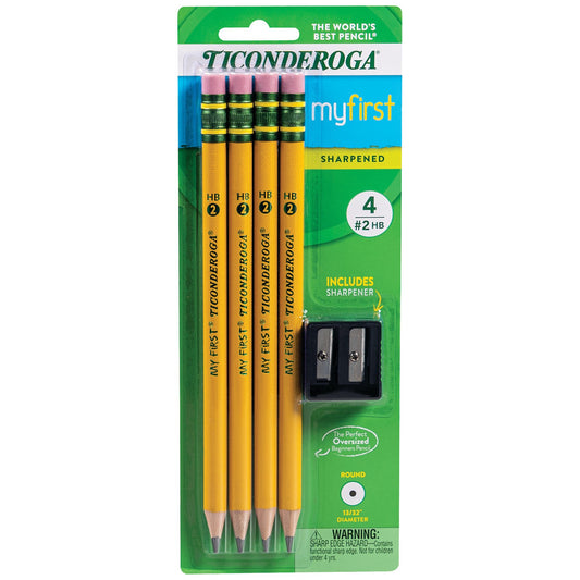 Ticonderoga My First Pre-Sharpened No.2 Wood Pencils & Sharpener