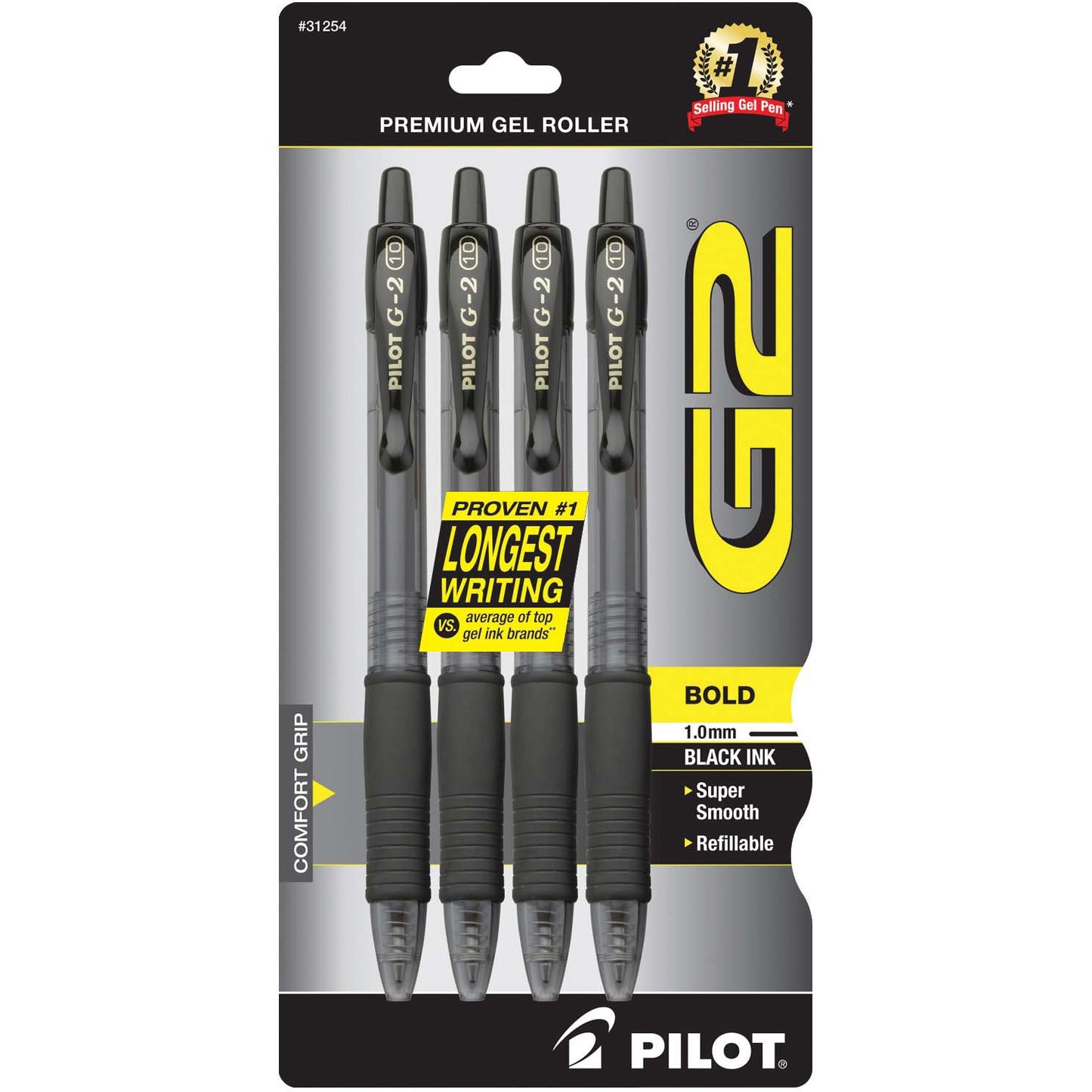 Pilot G2 1.0mm Retractable Gel Pens - Black Ink
