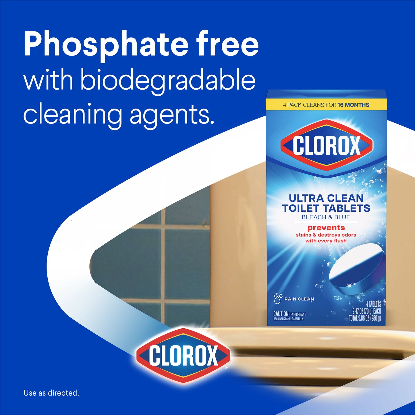 Clorox Ultra Clean Toilet Tablets Bleach & Blue - Rain Clean Scent