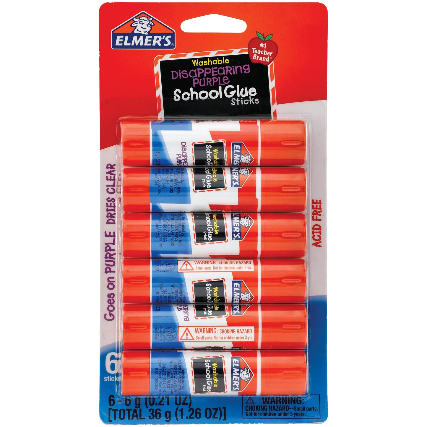 Elmer's Washable Disappering Purple School Glue Sticks