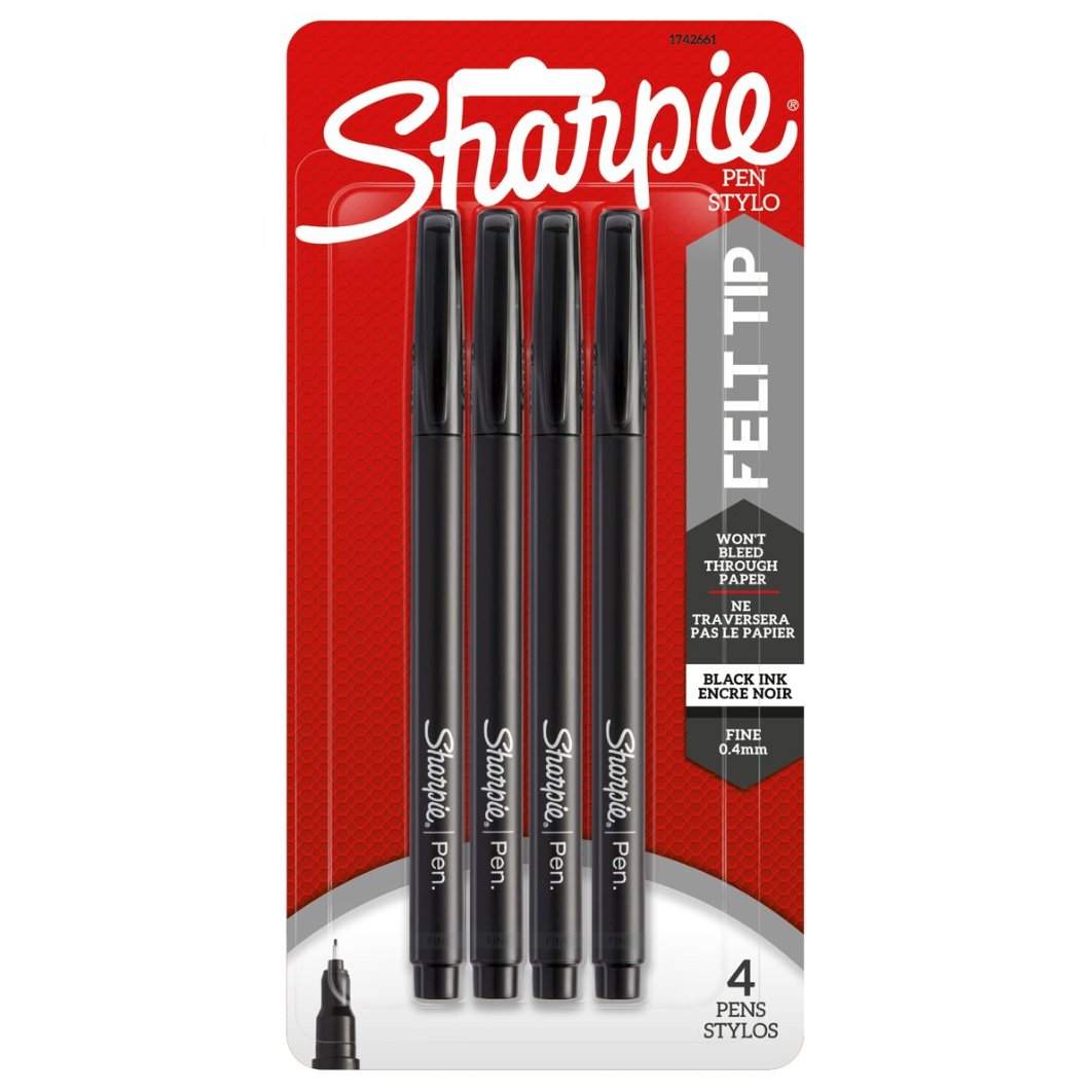 Sharpie Felt Tip 0.4mm Pens - Black Ink