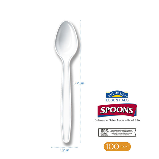 Hill Country Essentials Plastic Spoons - White