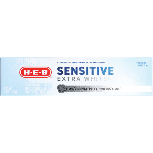 H-E-B Sensitive Extra White Toothpaste - Fresh Mint