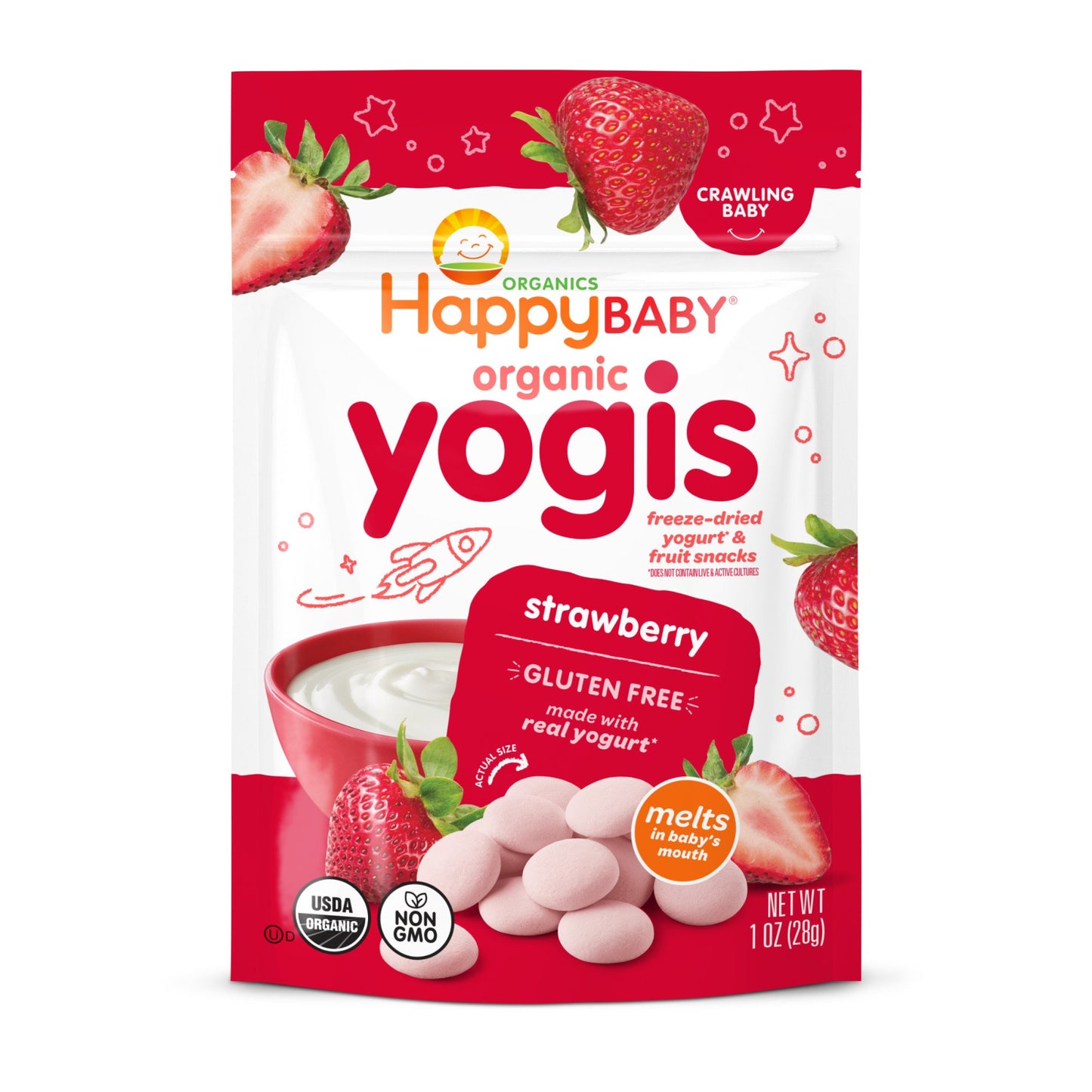 Happy Baby Organics Yogis Snack - Strawberry