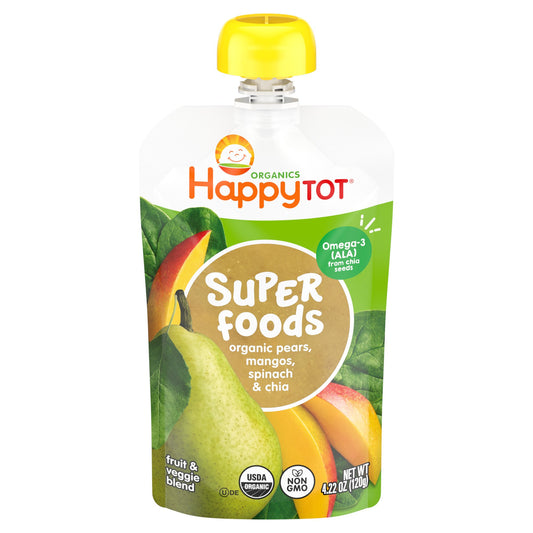 Happy Tot Organics Superfoods Pouch - Pears Mangos Spinach & Chia