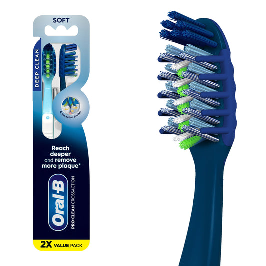 Oral-B Pro Clean Cross Action Toothbrushes - Deep Plaque Removal, Soft