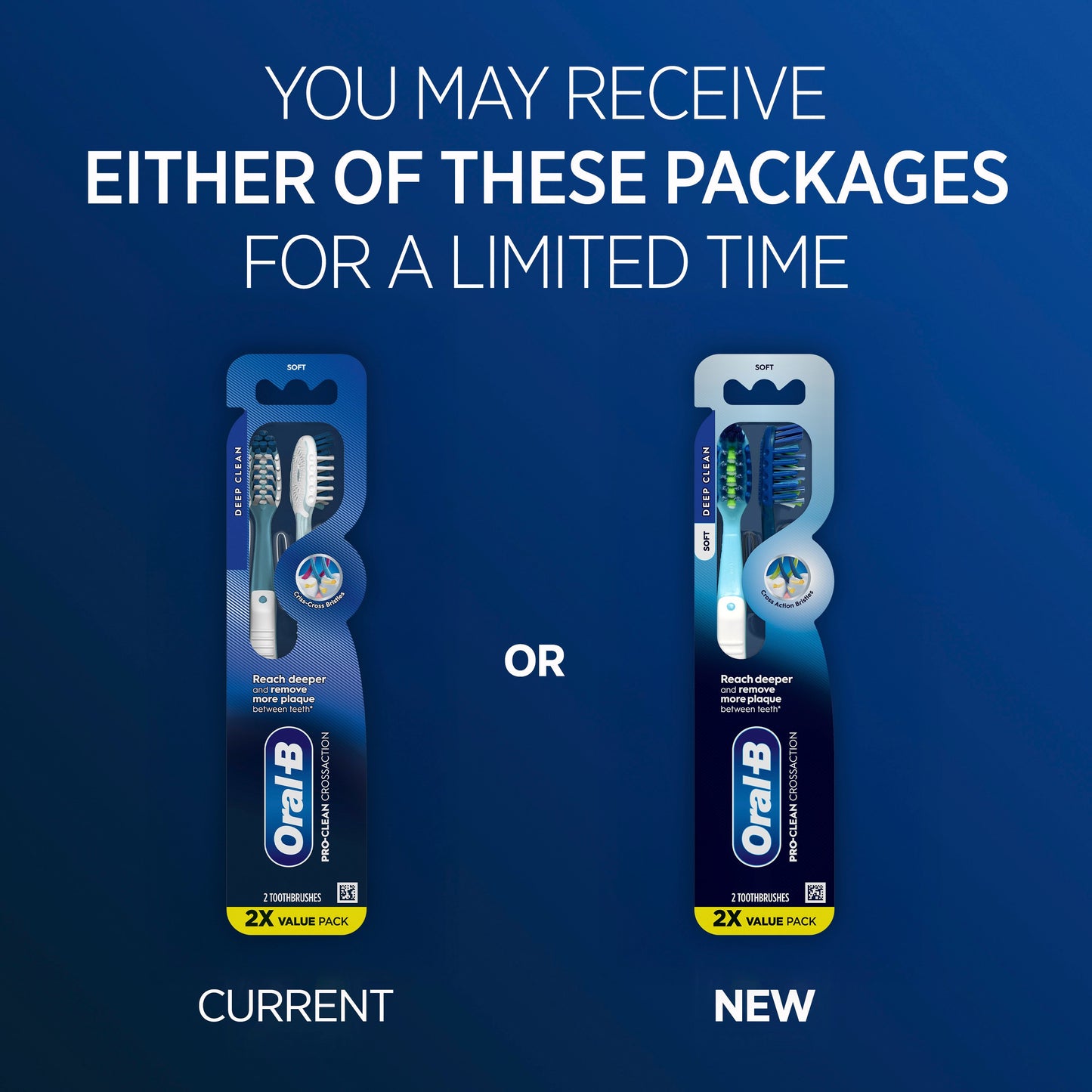 Oral-B Pro Clean Cross Action Toothbrushes - Deep Plaque Removal, Soft