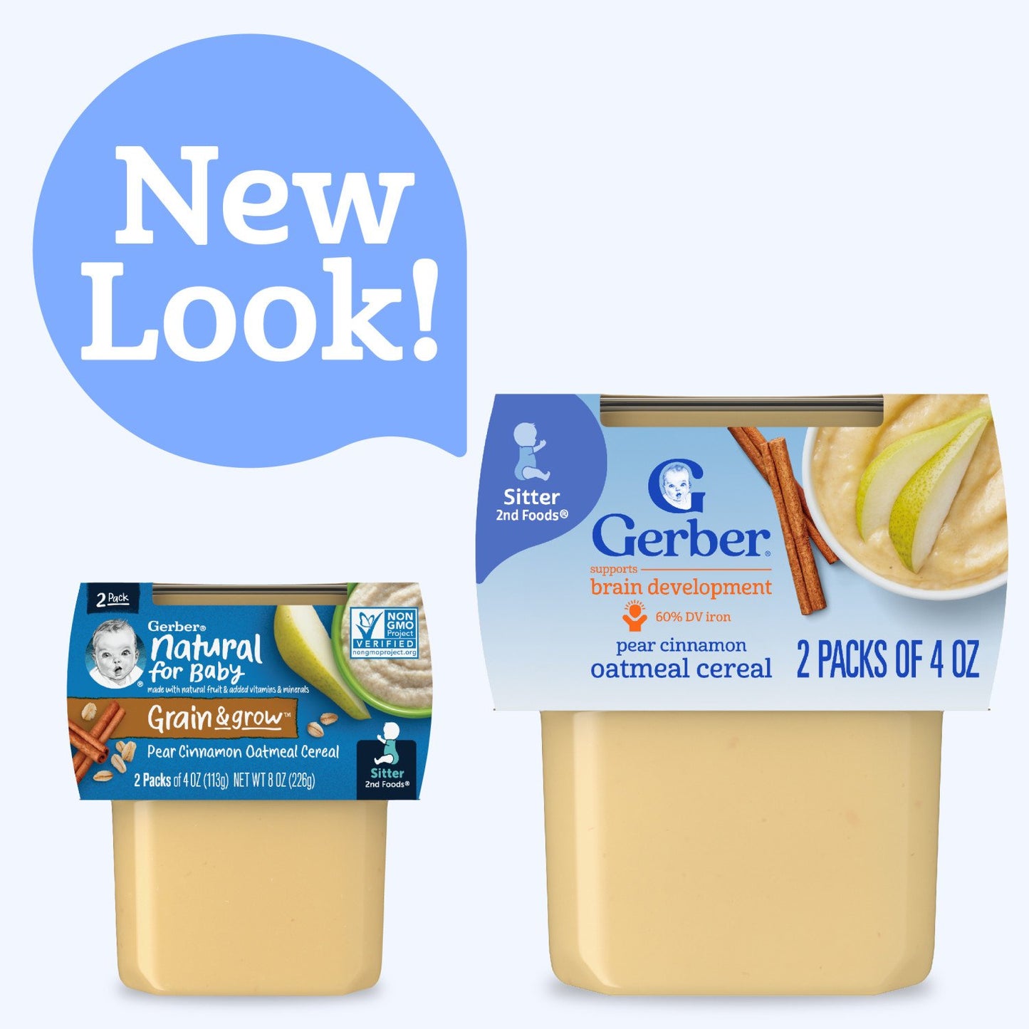 Gerber Stage 2 Baby Food - Pear Cinnamon Oatmeal Cereal, 4 oz Tubs