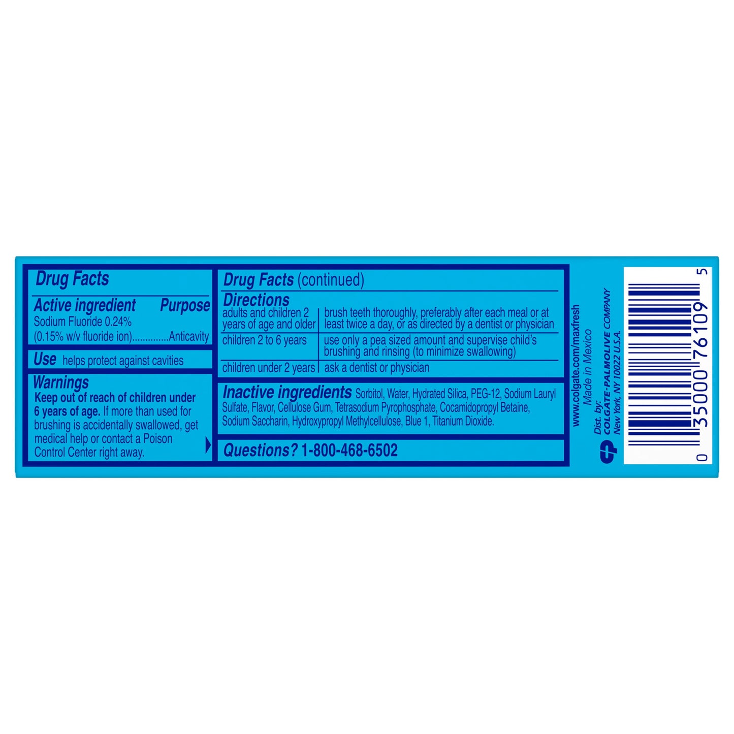 Colgate Travel Size Max Fresh Anticavity Toothpaste - Cool Mint