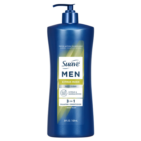Suave Men 3-in-1 Shampoo, Conditioner & Body Wash - Citrus Rush