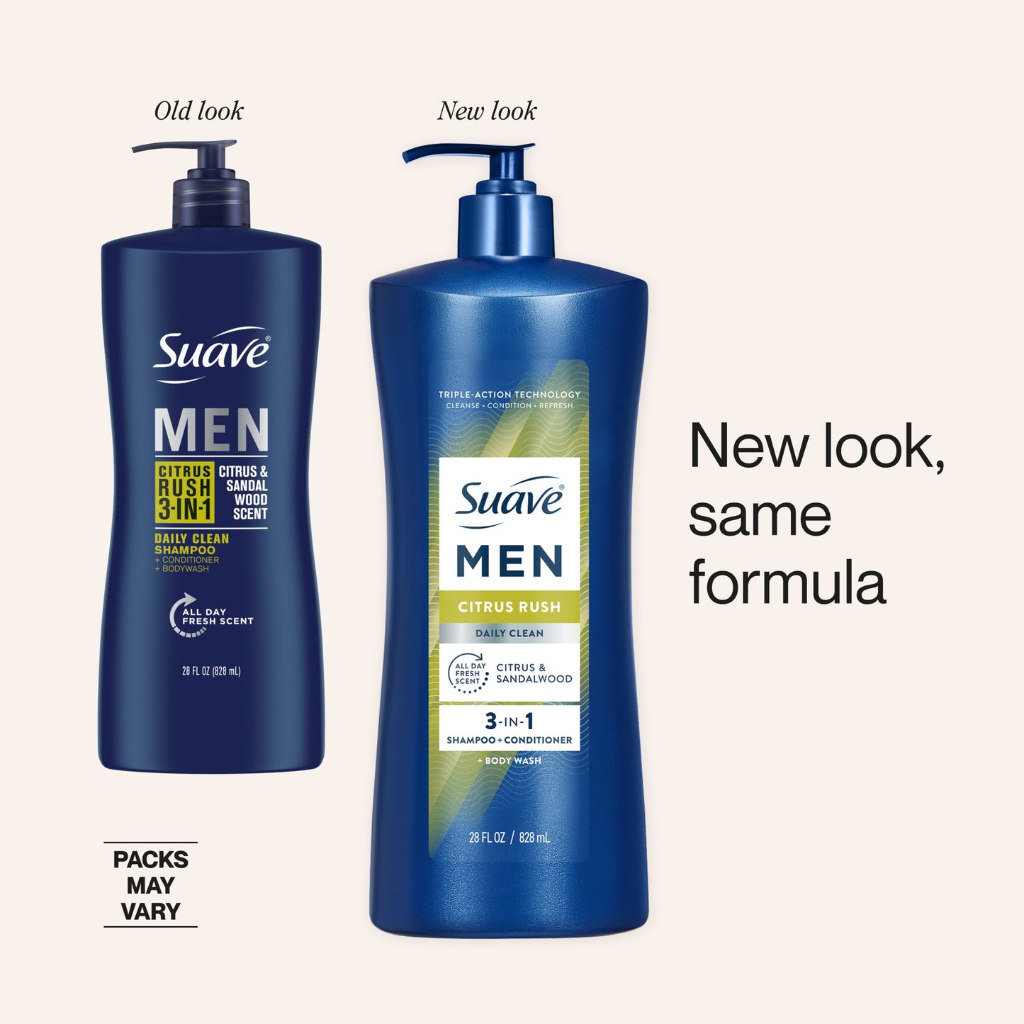 Suave Men 3-in-1 Shampoo, Conditioner & Body Wash - Citrus Rush