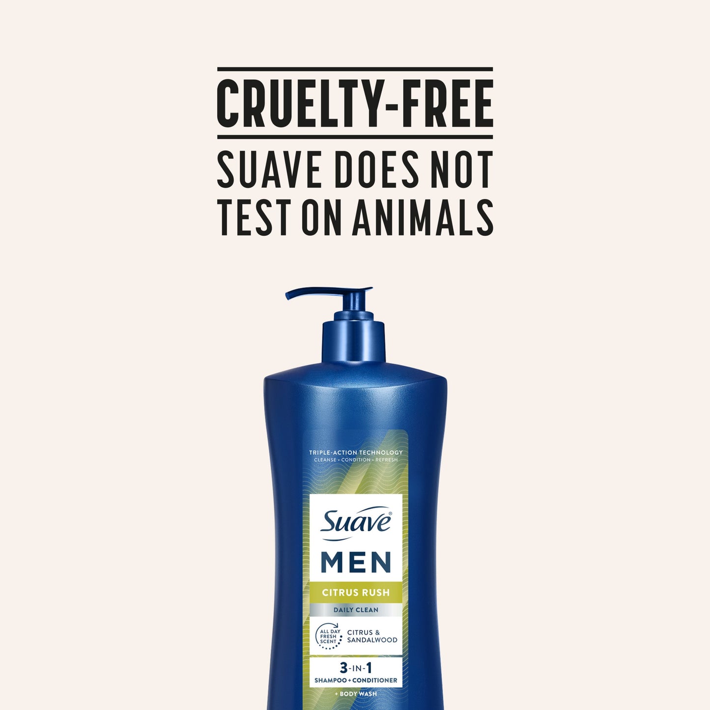 Suave Men 3-in-1 Shampoo, Conditioner & Body Wash - Citrus Rush