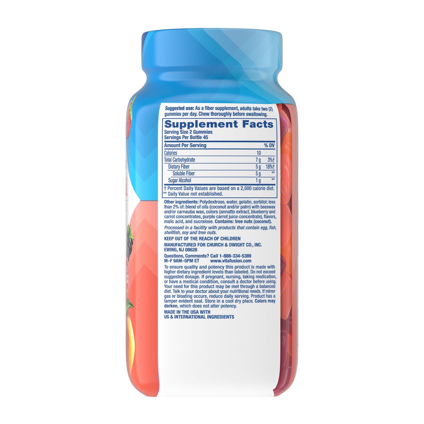 Vitafusion Fiber Well Sugar Free Gummies - Peach, Strawberry, & Berry