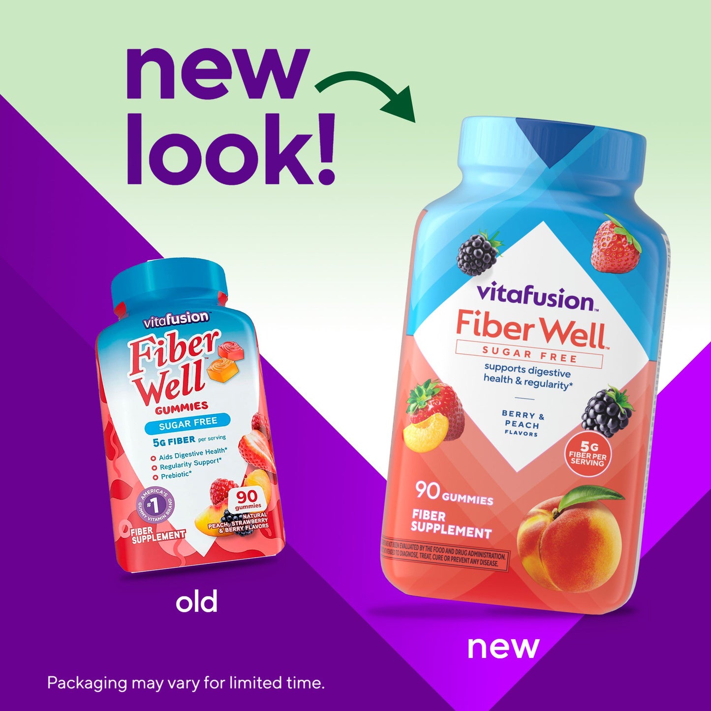 Vitafusion Fiber Well Sugar Free Gummies - Peach, Strawberry, & Berry