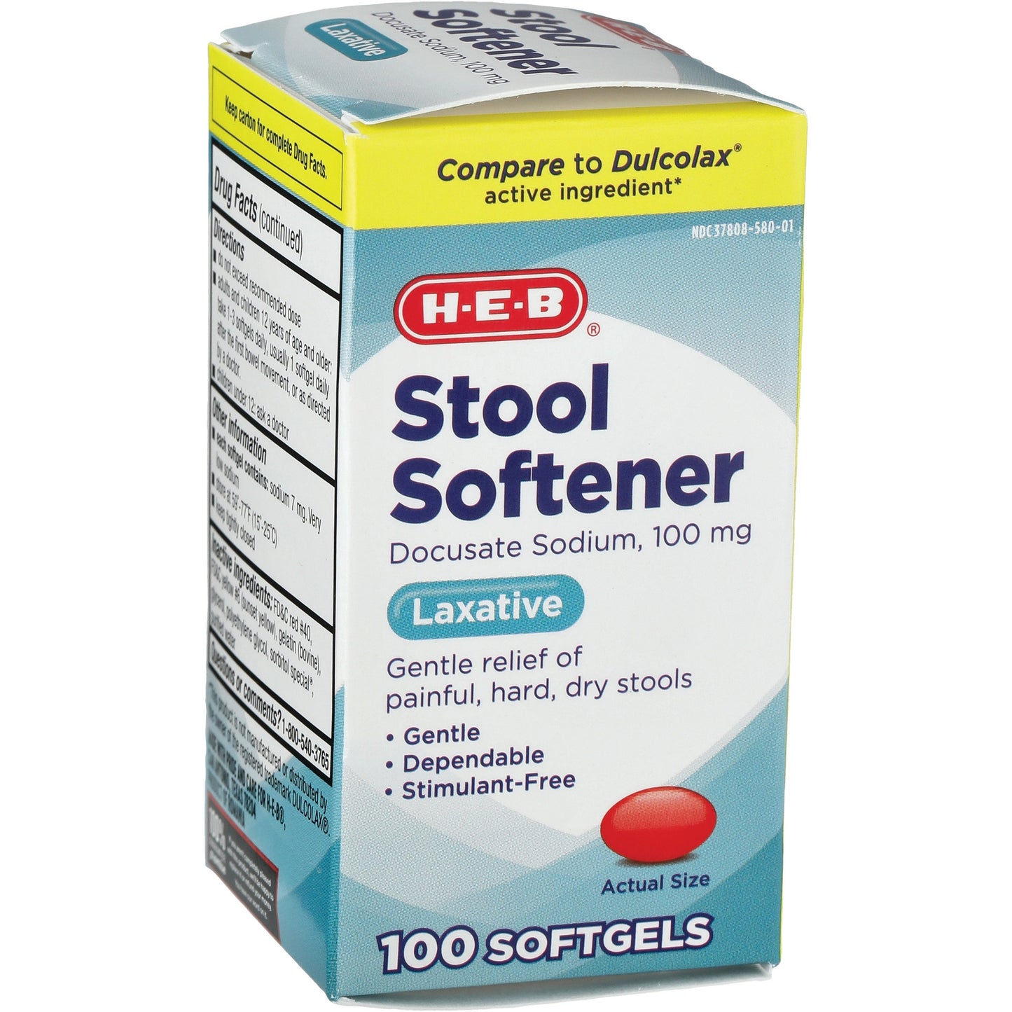 H-E-B Stool Softener Laxatives100 mg Softgels