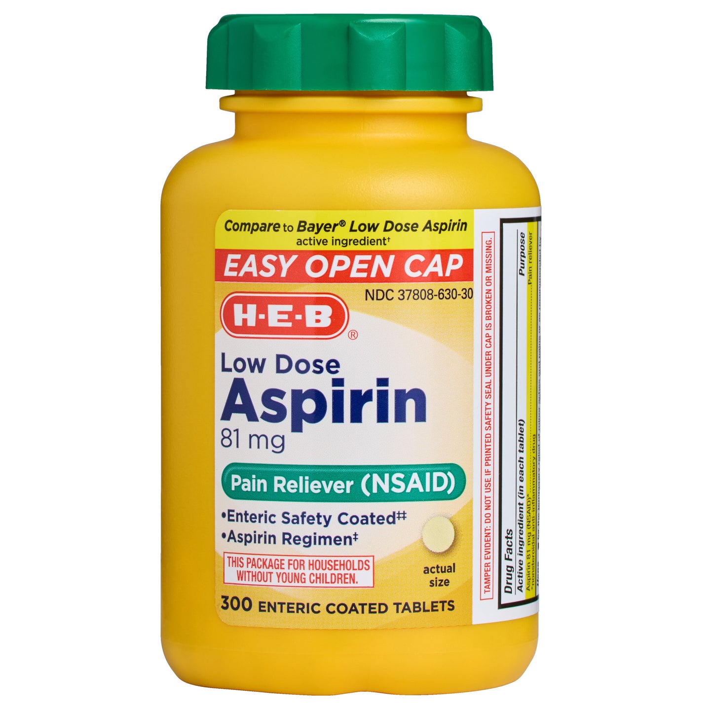 H-E-B Aspirin Enteric Coated Low Dose Tablets – 81 mg