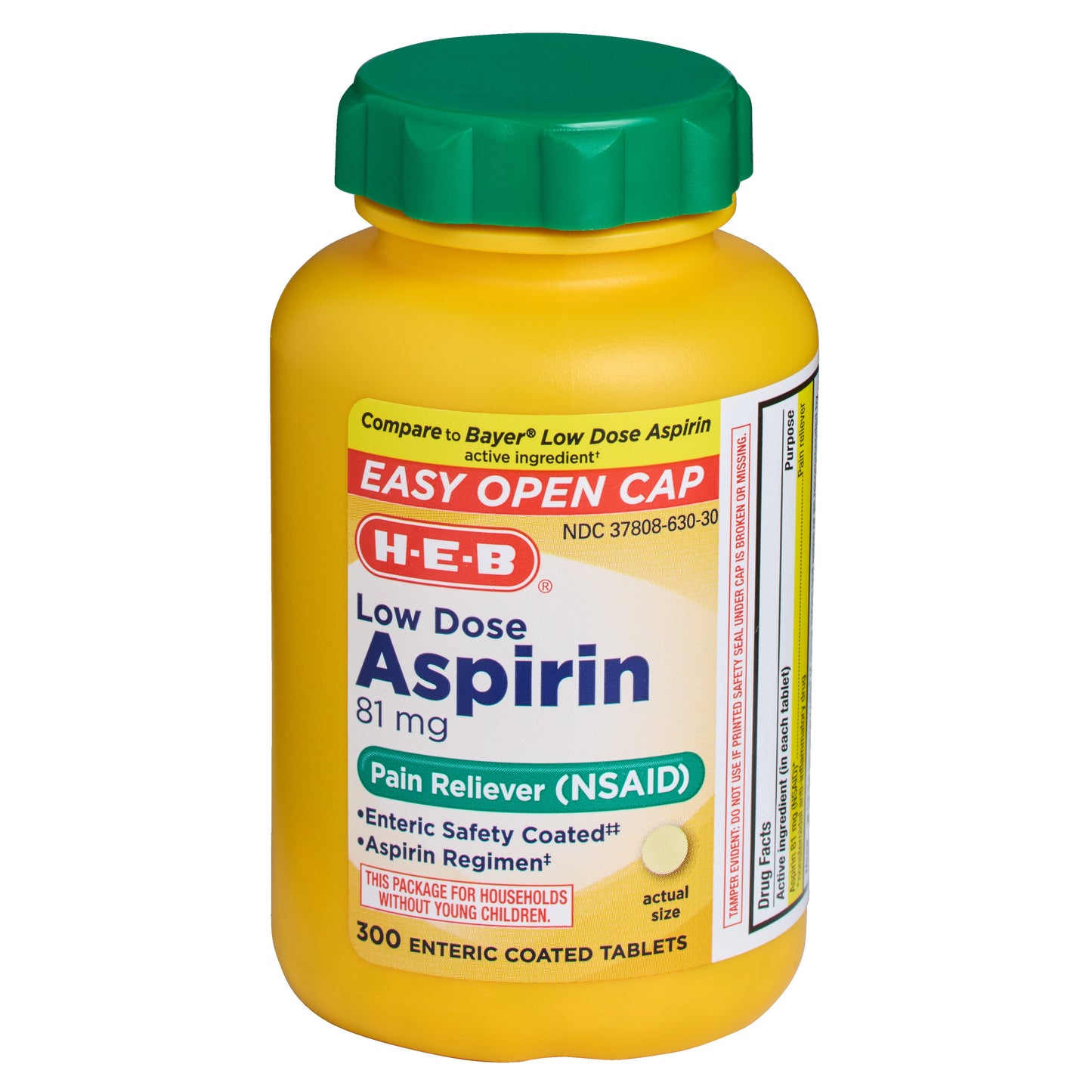 H-E-B Aspirin Enteric Coated Low Dose Tablets – 81 mg