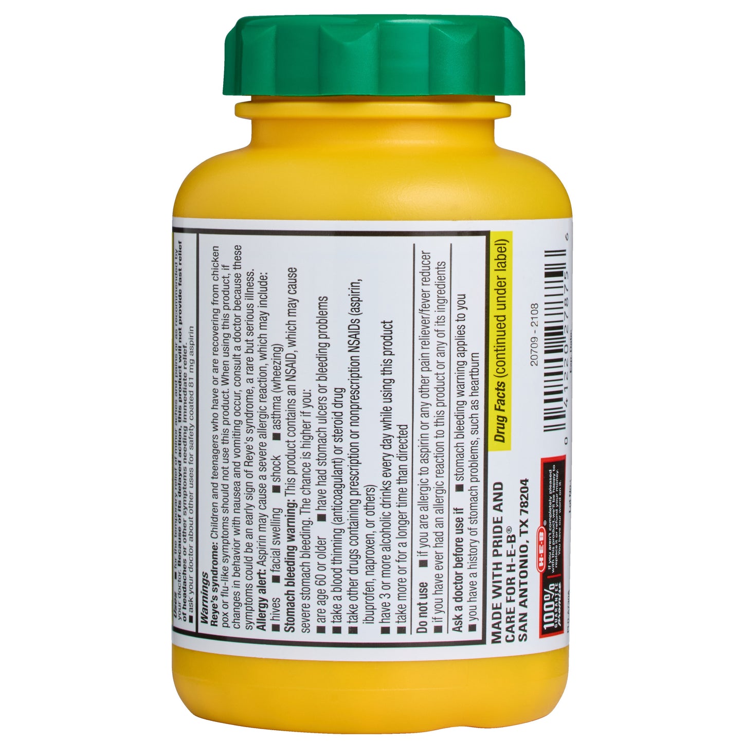H-E-B Aspirin Enteric Coated Low Dose Tablets – 81 mg