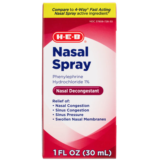 H-E-B Nasal Spray Phenylephrine Hydrochloride  Decongestant