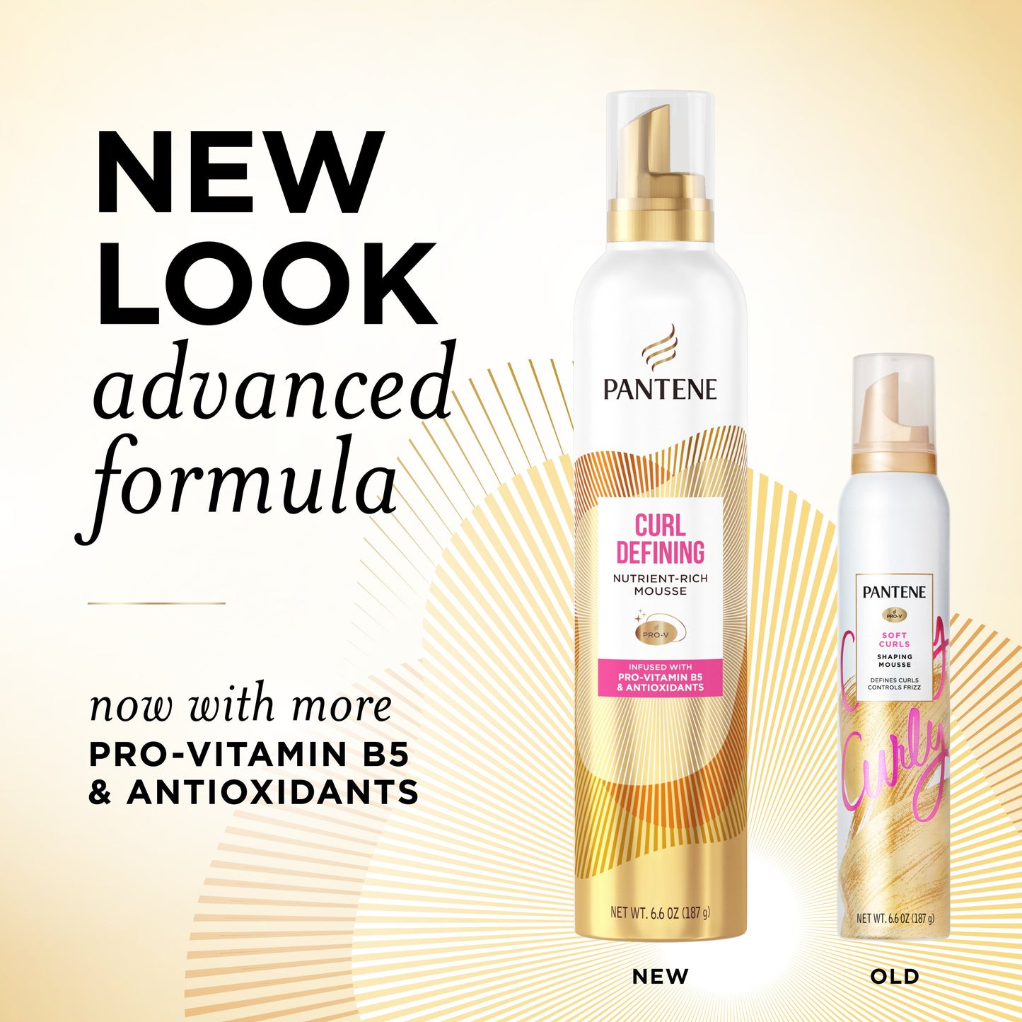 Pantene Curl Defining Mousse, Pro-Vitamin B5 and Antioxidant Formula, Moisture Lock, 6.6 oz