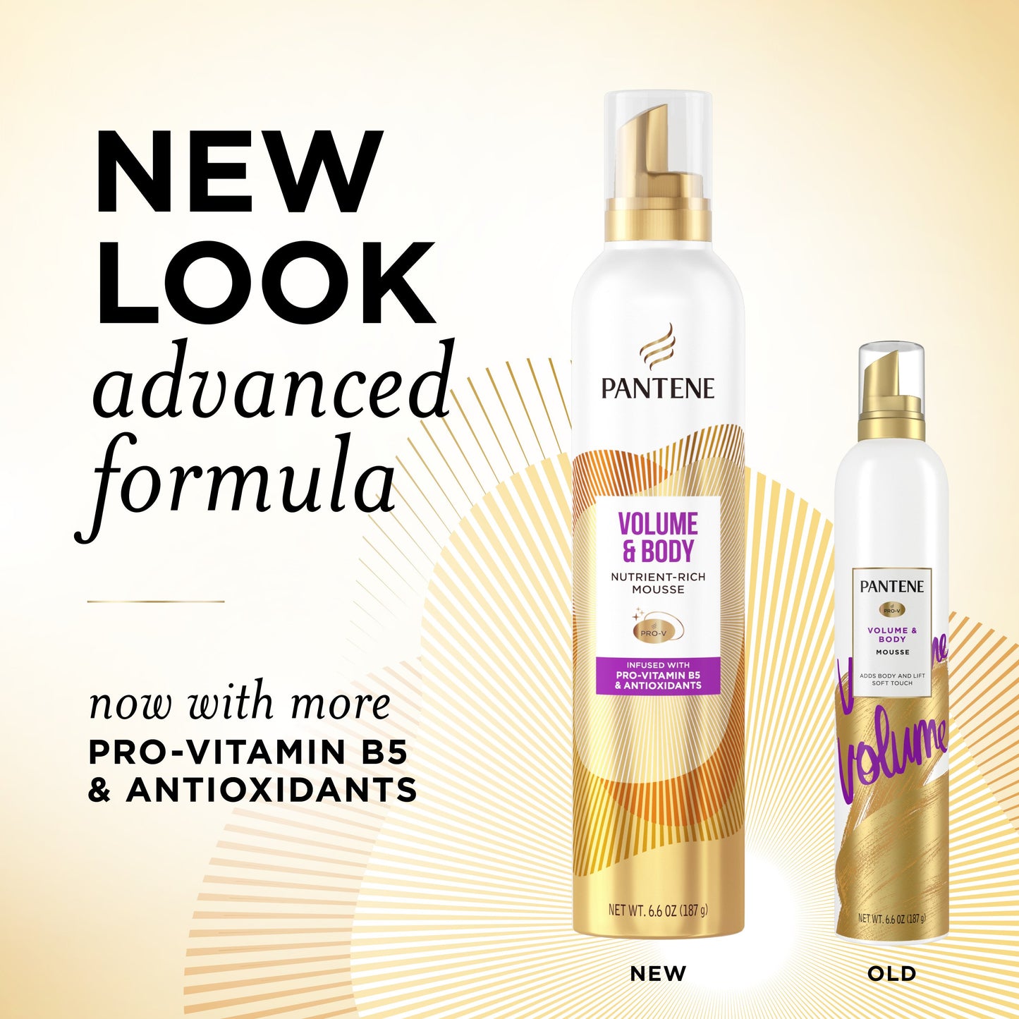 Pantene Volume and Body Mousse, Pro-V Nutrient-Rich Formula for Fullness, 6.6 oz