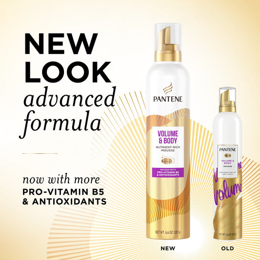 Pantene Volume and Body Mousse, Pro-V Nutrient-Rich Formula for Fullness, 6.6 oz