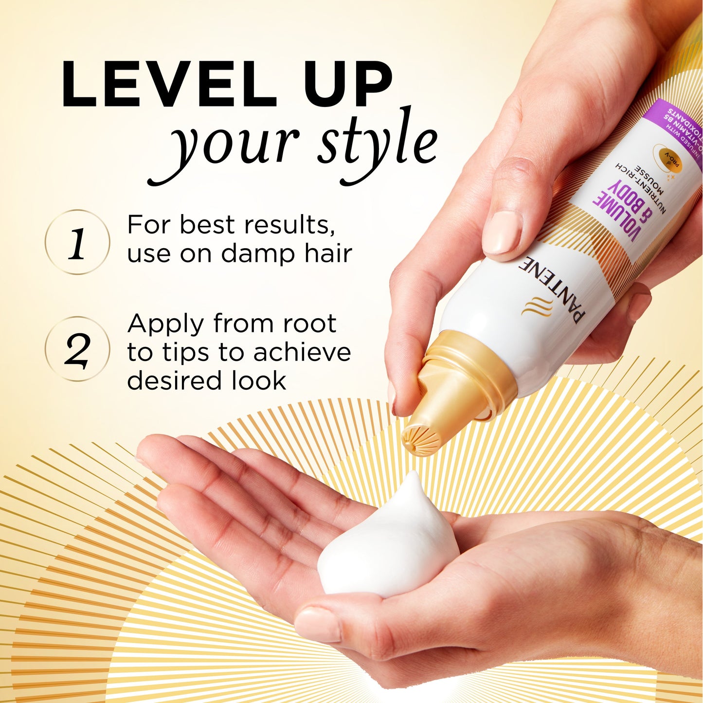 Pantene Volume and Body Mousse, Pro-V Nutrient-Rich Formula for Fullness, 6.6 oz