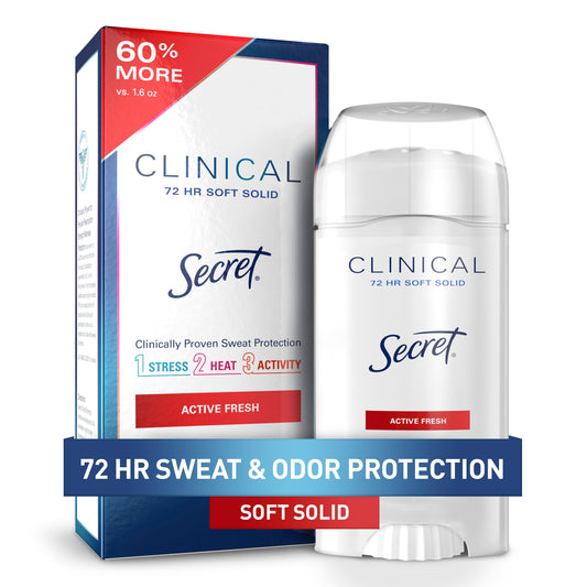 Secret Clinical Strength Soft Solid Antiperspirant And Deodorant - Active Fresh