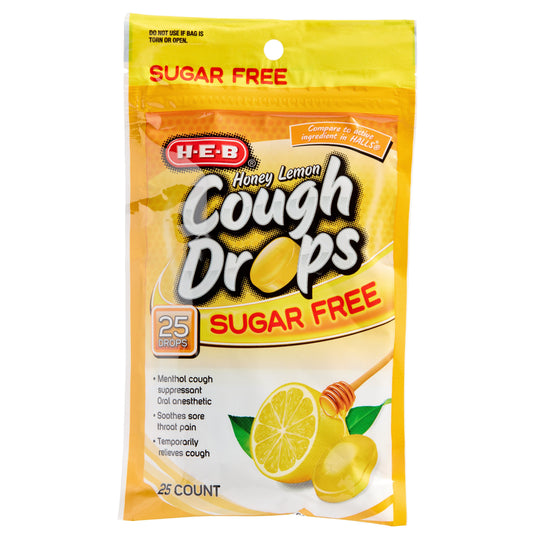 H-E-B Sugar Free Cough Drops – Honey Lemon