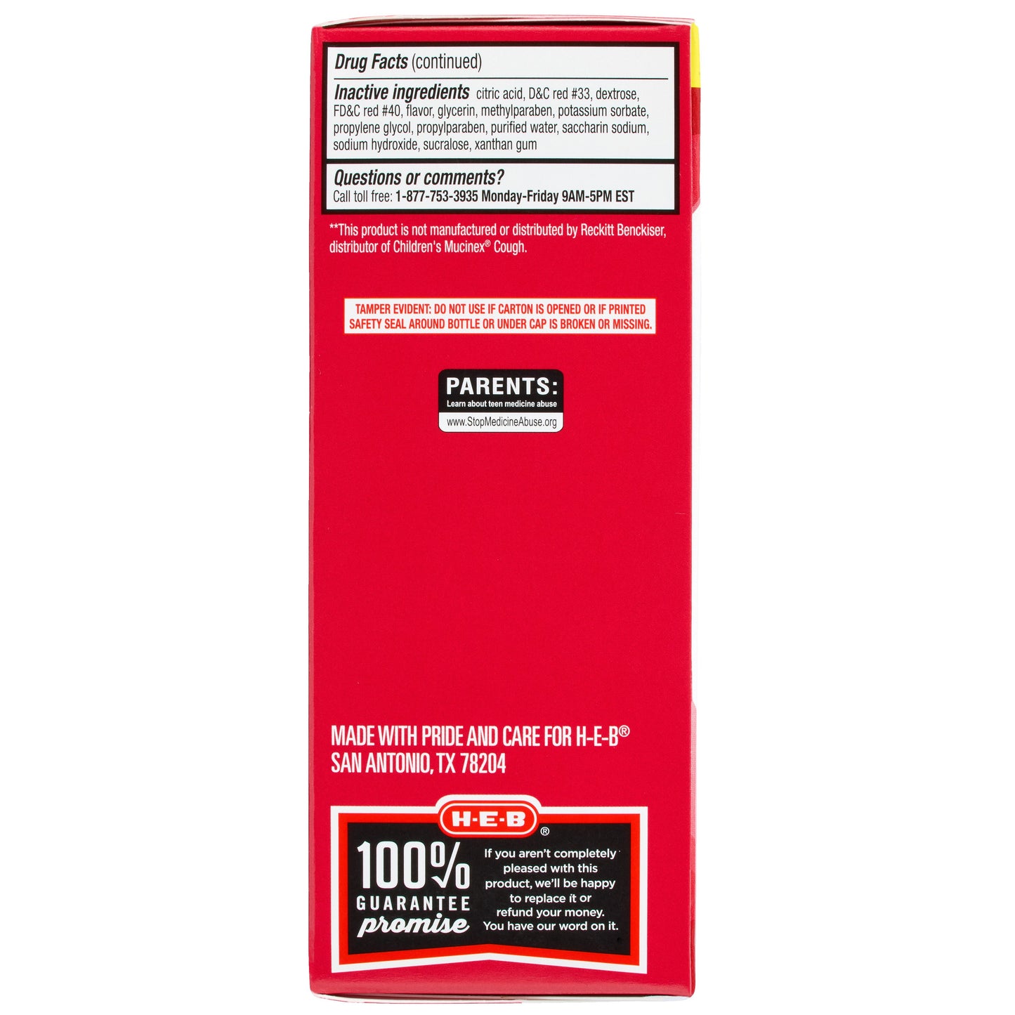 H-E-B Children’s Mucus Relief & Cough Liquid – Cherry Flavor
