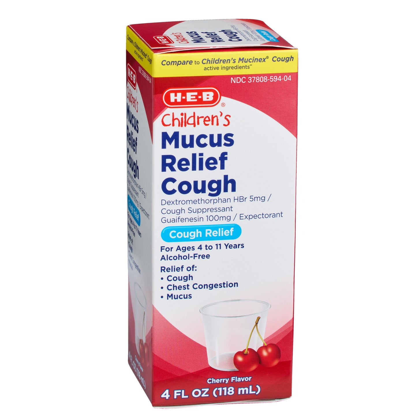 H-E-B Children’s Mucus Relief & Cough Liquid – Cherry Flavor