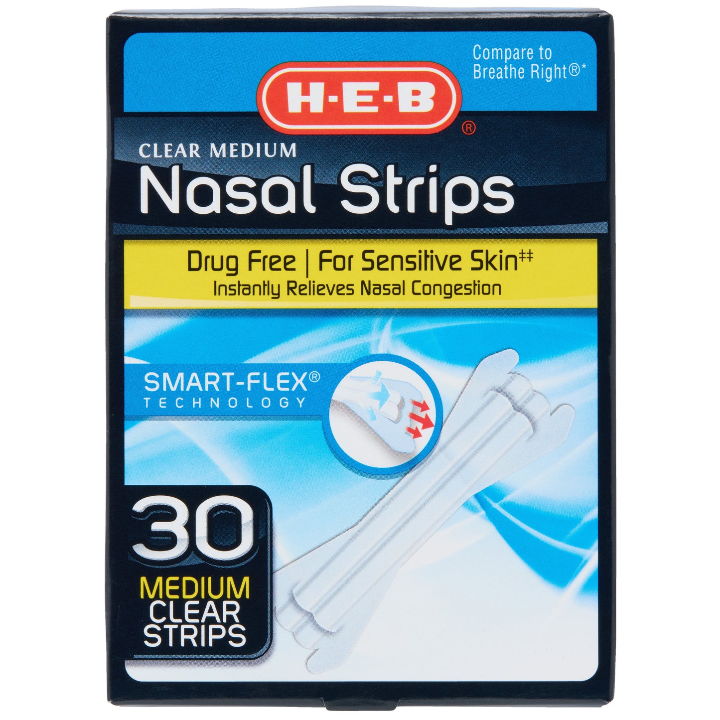 H-E-B Clear Nasal Strips - Medium