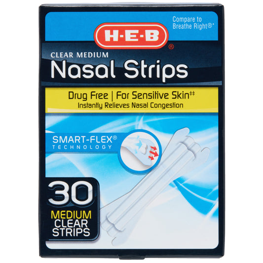 H-E-B Clear Nasal Strips - Medium